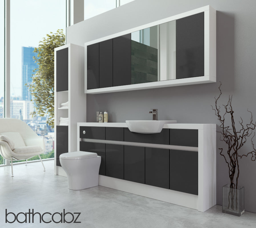 SIDONA WHITE MATT BASE, WALL & TALL UNIT BATHROOM FITTED FURNITURE