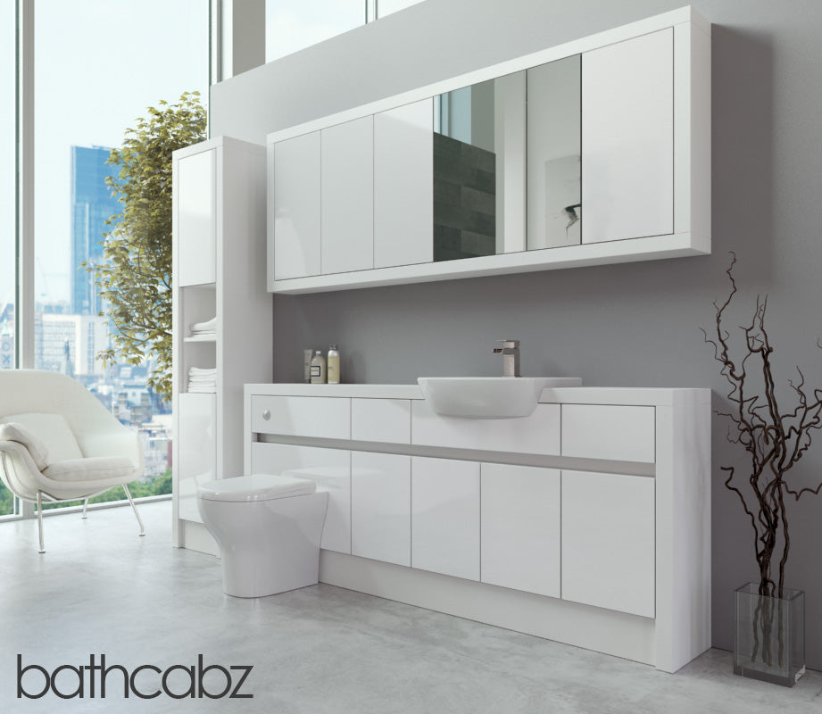 SIDONA WHITE MATT BASE, WALL & TALL UNIT BATHROOM FITTED FURNITURE