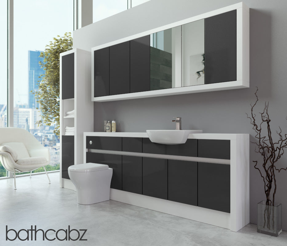 SIDONA WHITE MATT BASE, WALL & TALL UNIT BATHROOM FITTED FURNITURE