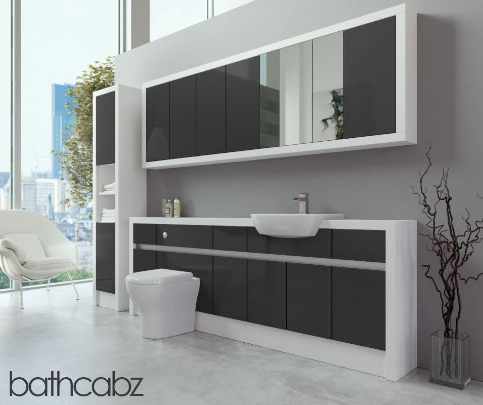 SIDONA WHITE MATT BASE, WALL & TALL UNIT BATHROOM FITTED FURNITURE