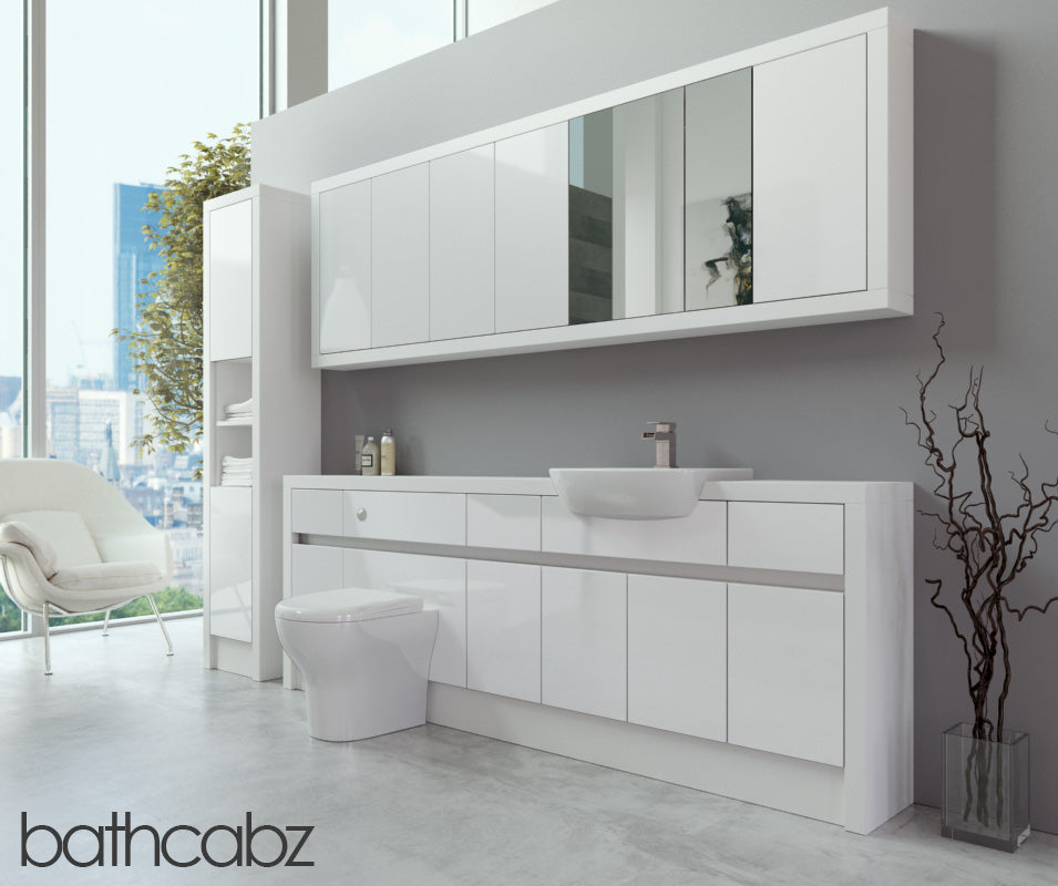 SIDONA WHITE MATT BASE, WALL & TALL UNIT BATHROOM FITTED FURNITURE