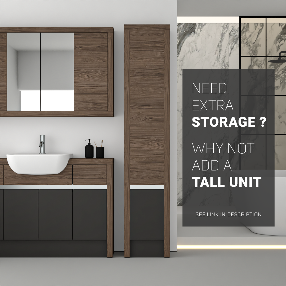 SEVI NORDIC CHESTNUT / DARK GREY MATT BASE UNITS BATHROOM FITTED FURNITURE
