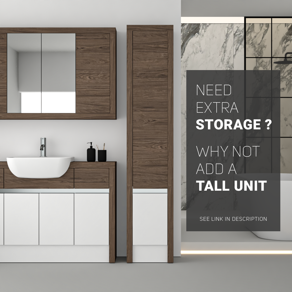 SEVI NORDIC CHESTNUT / WHITE MATT BASE UNITS BATHROOM FITTED FURNITURE
