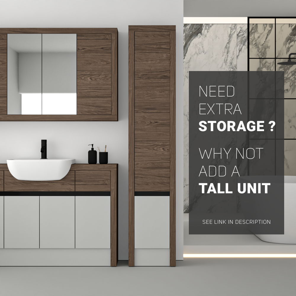 SEVI NORDIC CHESTNUT / LIGHT GREY MATT BASE UNITS BATHROOM FITTED FURNITURE