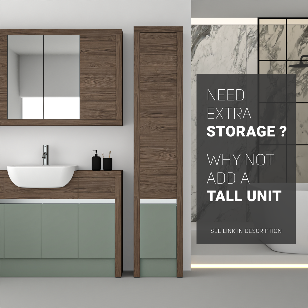 SEVI NORDIC CHESTNUT / REED GREEN MATT BASE UNITS BATHROOM FITTED FURNITURE