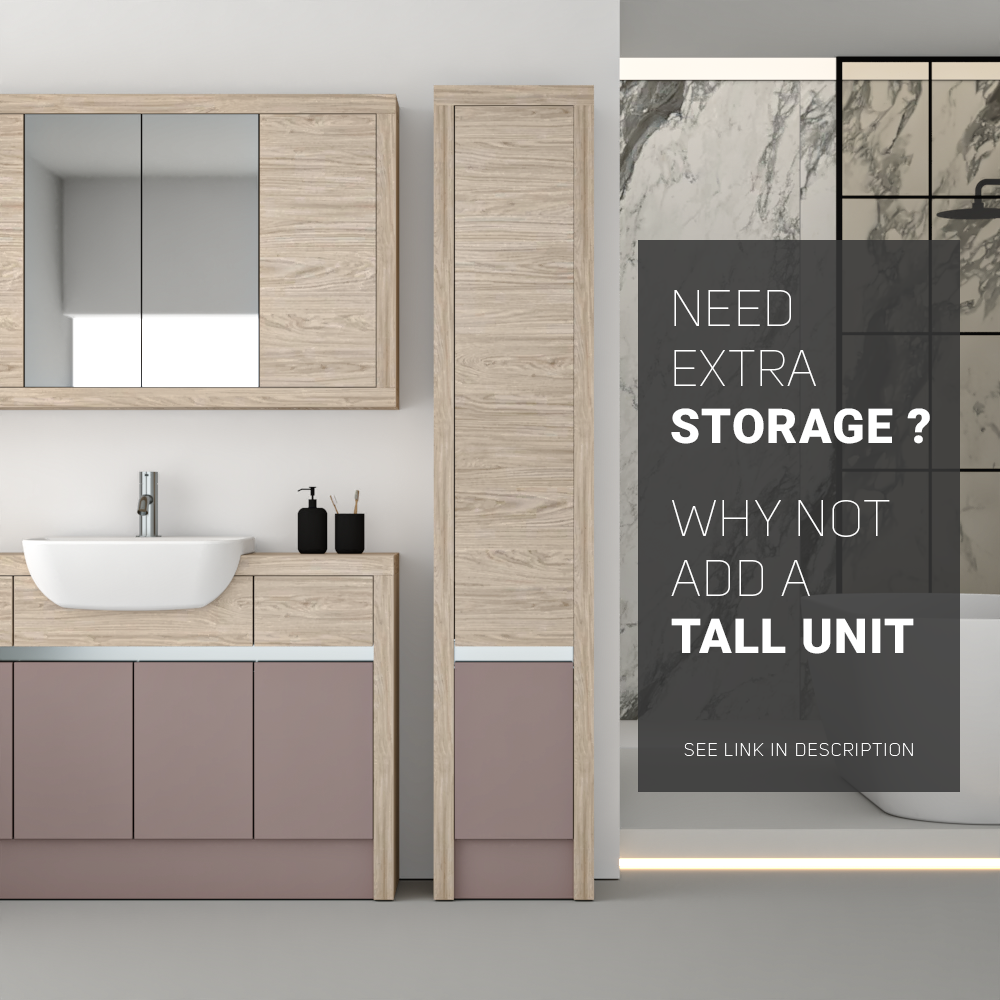 SEVI NORDIC OAK / DUST PINK MATT BASE UNITS BATHROOM FITTED FURNITURE
