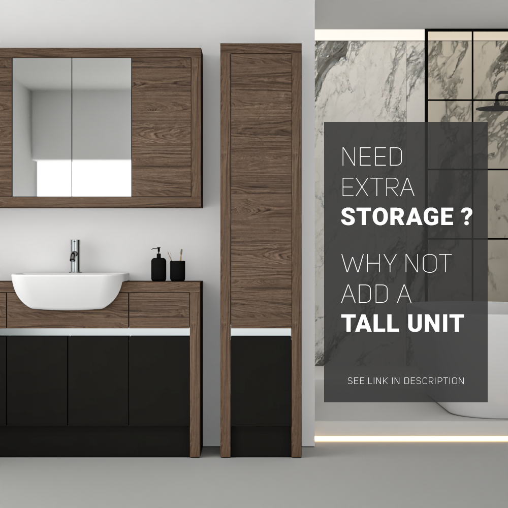 SEVI NORDIC CHESTNUT / BLACK MATT BASE UNITS BATHROOM FITTED FURNITURE