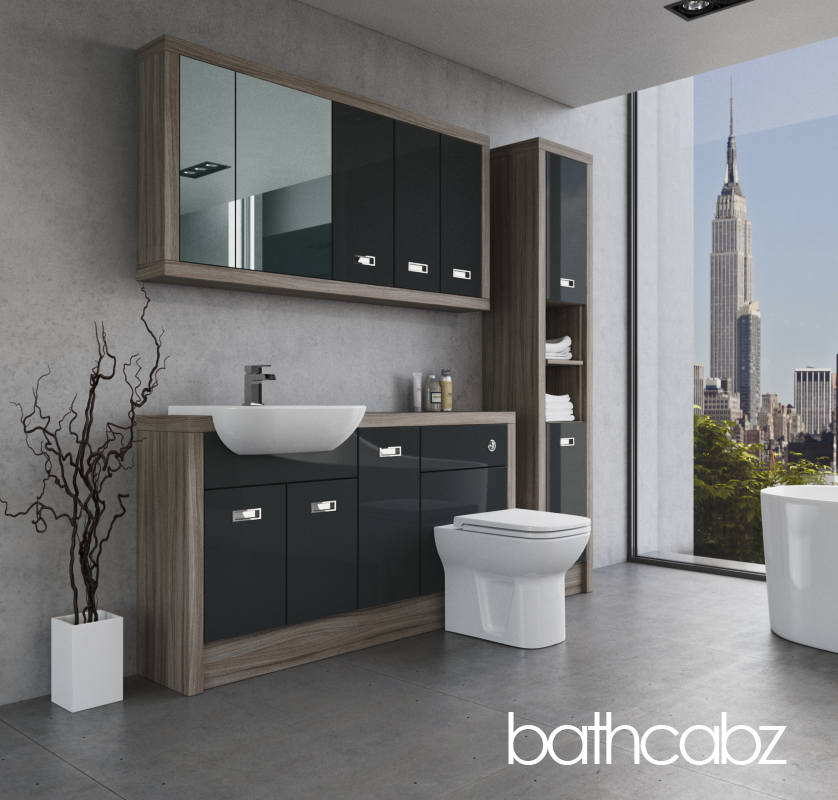 ATHENA DRIFTWOOD BASE, WALL & TALL UNIT BATHROOM FITTED FURNITURE