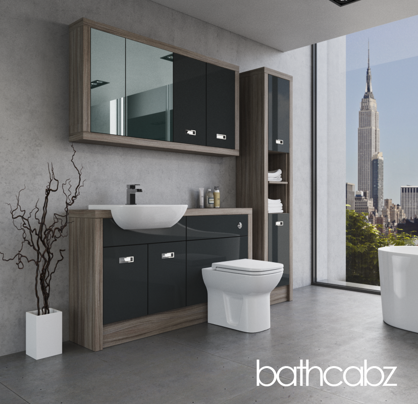 ATHENA DRIFTWOOD BASE, WALL & TALL UNIT BATHROOM FITTED FURNITURE