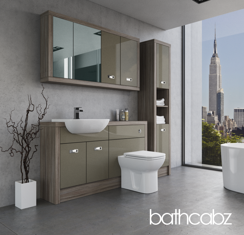 ATHENA DRIFTWOOD BASE, WALL & TALL UNIT BATHROOM FITTED FURNITURE