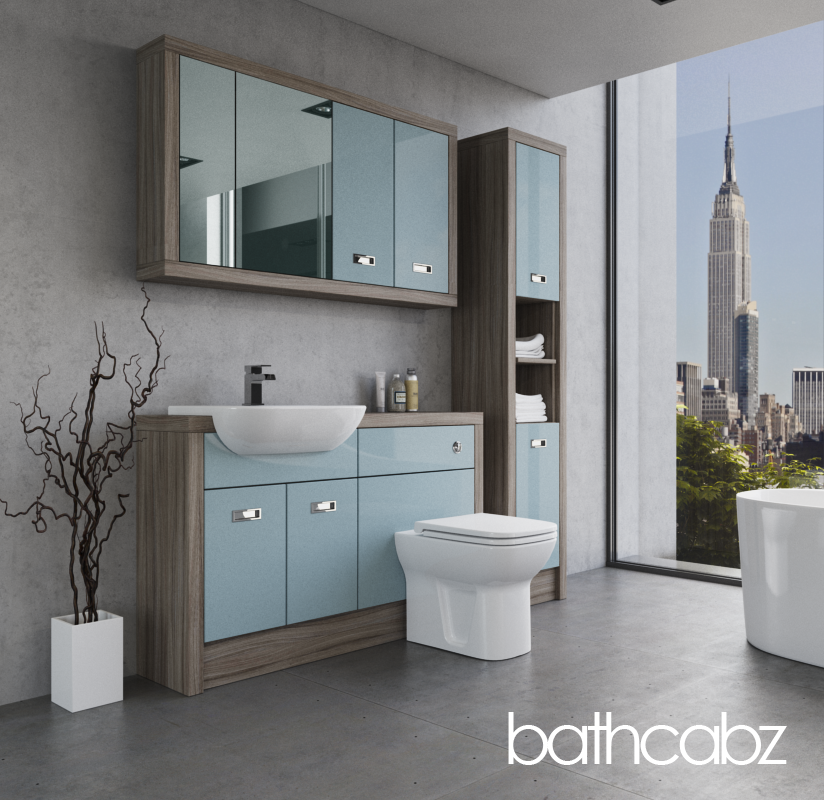 ATHENA DRIFTWOOD BASE, WALL & TALL UNIT BATHROOM FITTED FURNITURE