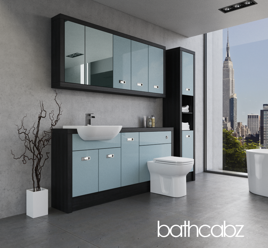 ATHENA HACIENDA BLACK BASE, WALL & TALL UNIT BATHROOM FITTED FURNITURE