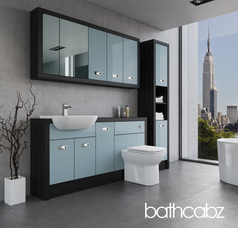 ATHENA HACIENDA BLACK BASE, WALL & TALL UNIT BATHROOM FITTED FURNITURE