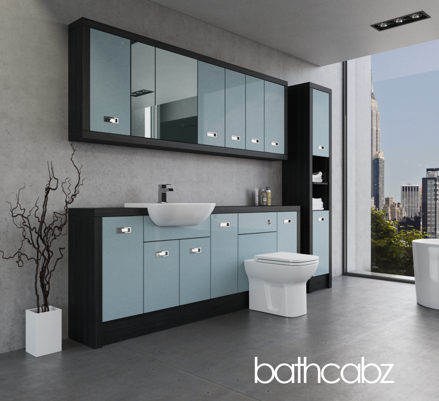 ATHENA HACIENDA BLACK BASE, WALL & TALL UNIT BATHROOM FITTED FURNITURE