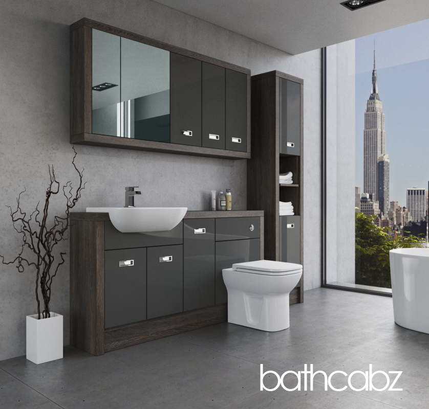 ATHENA NORWICH OAK BASE, WALL & TALL UNIT BATHROOM FITTED FURNITURE
