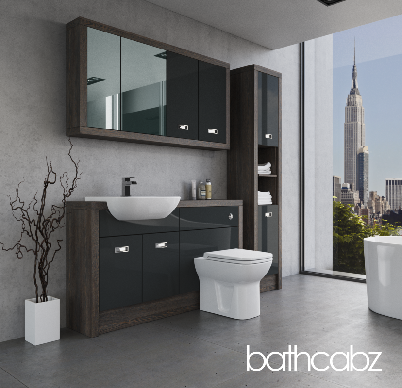 ATHENA NORWICH OAK BASE, WALL & TALL UNIT BATHROOM FITTED FURNITURE