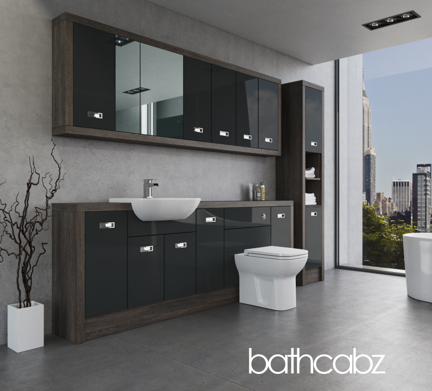 ATHENA NORWICH OAK BASE, WALL & TALL UNIT BATHROOM FITTED FURNITURE