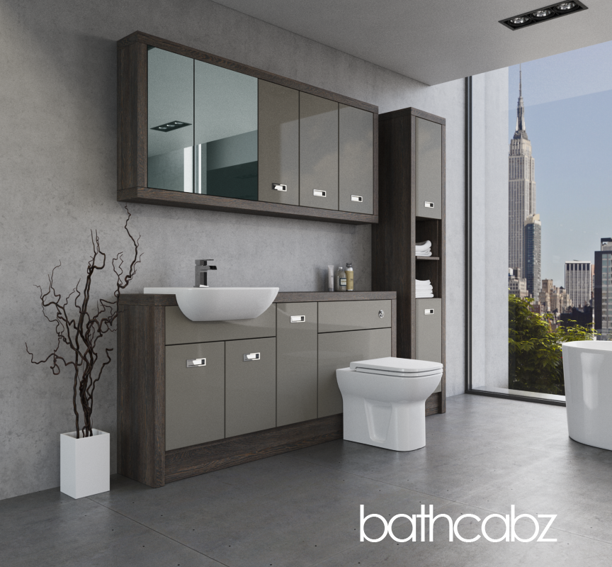 ATHENA NORWICH OAK BASE, WALL & TALL UNIT BATHROOM FITTED FURNITURE
