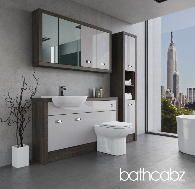 ATHENA NORWICH OAK BASE, WALL & TALL UNIT BATHROOM FITTED FURNITURE