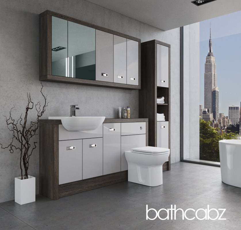 ATHENA NORWICH OAK BASE, WALL & TALL UNIT BATHROOM FITTED FURNITURE