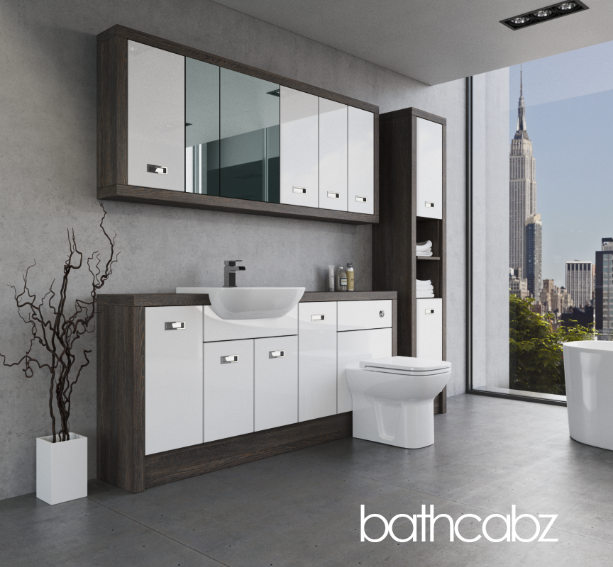 ATHENA NORWICH OAK BASE, WALL & TALL UNIT BATHROOM FITTED FURNITURE