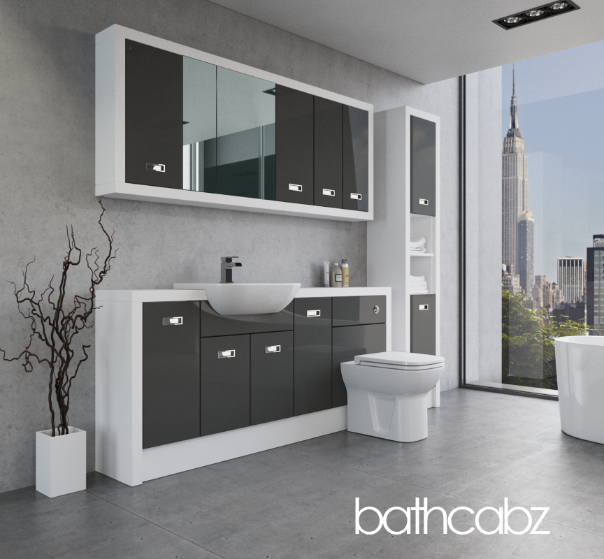 ATHENA WHITE MATT BASE, WALL & TALL UNIT BATHROOM FITTED FURNITURE