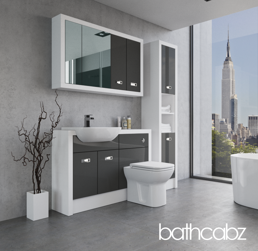 ATHENA WHITE MATT BASE, WALL & TALL UNIT BATHROOM FITTED FURNITURE