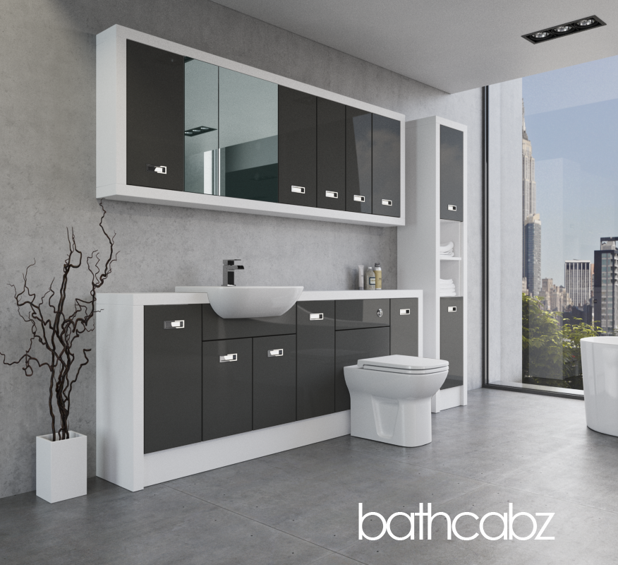 ATHENA WHITE MATT BASE, WALL & TALL UNIT BATHROOM FITTED FURNITURE