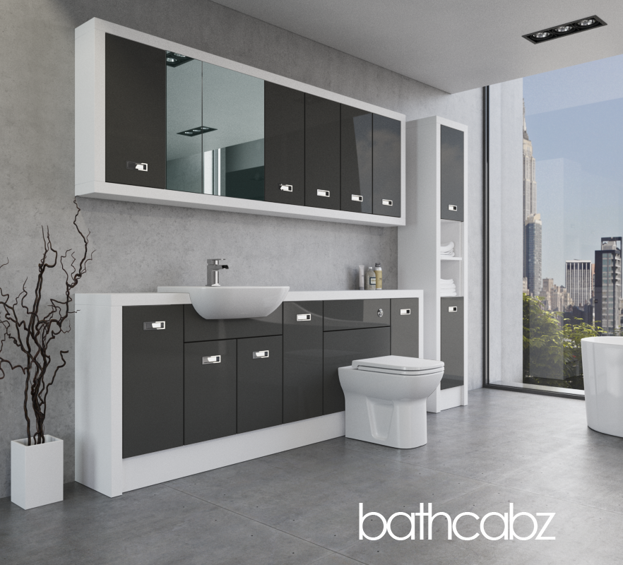 ATHENA WHITE MATT BASE, WALL & TALL UNIT BATHROOM FITTED FURNITURE
