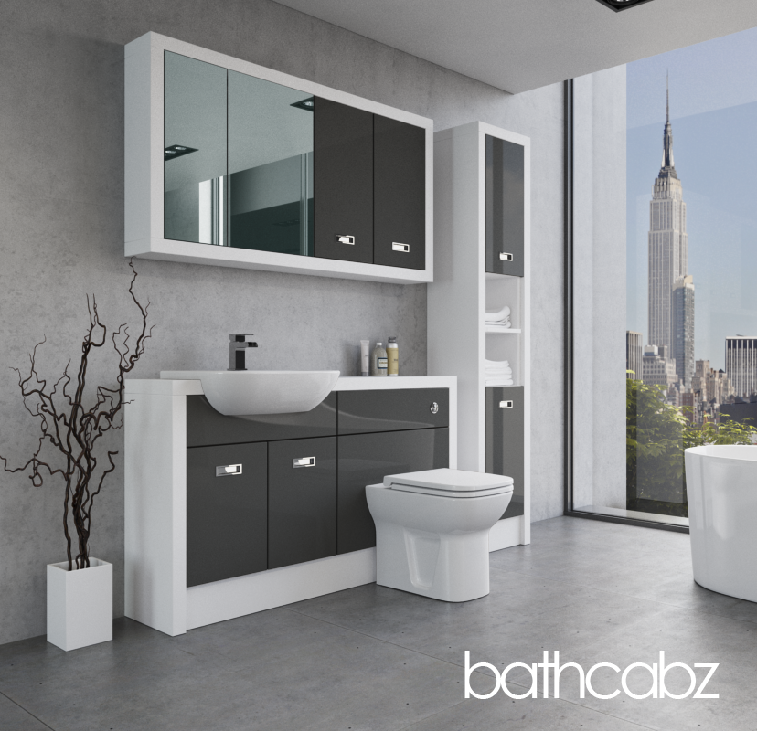 ATHENA WHITE MATT BASE, WALL & TALL UNIT BATHROOM FITTED FURNITURE