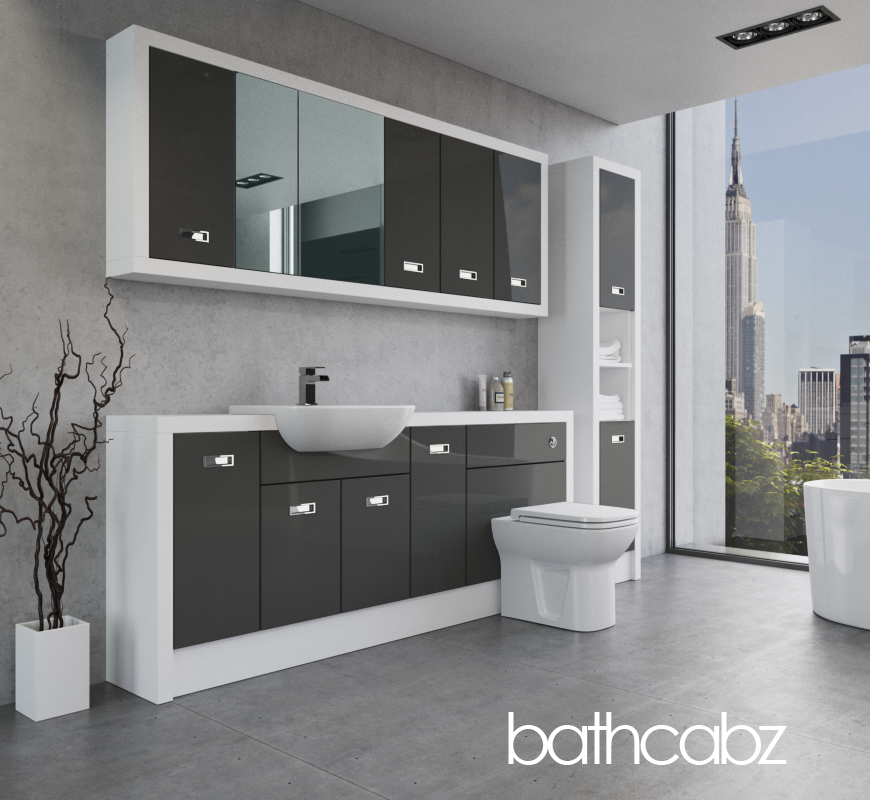 ATHENA WHITE MATT BASE, WALL & TALL UNIT BATHROOM FITTED FURNITURE