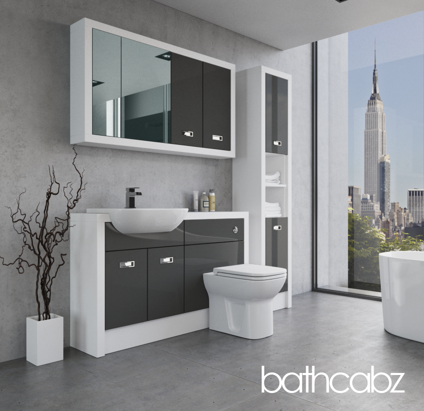 ATHENA WHITE MATT BASE, WALL & TALL UNIT BATHROOM FITTED FURNITURE