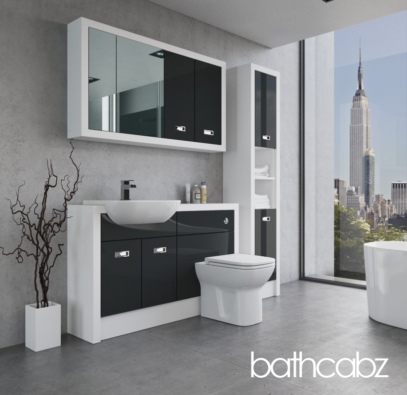 ATHENA WHITE MATT BASE, WALL & TALL UNIT BATHROOM FITTED FURNITURE