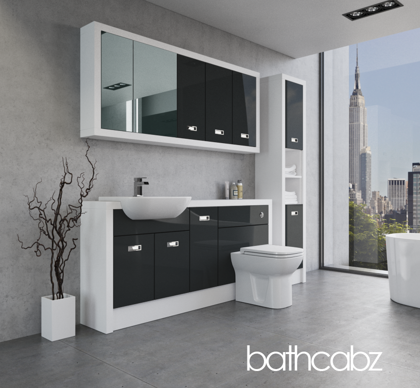 ATHENA WHITE MATT BASE, WALL & TALL UNIT BATHROOM FITTED FURNITURE