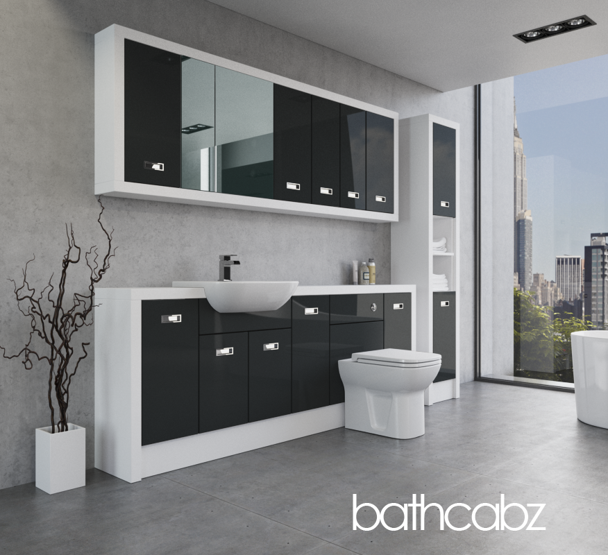 ATHENA WHITE MATT BASE, WALL & TALL UNIT BATHROOM FITTED FURNITURE