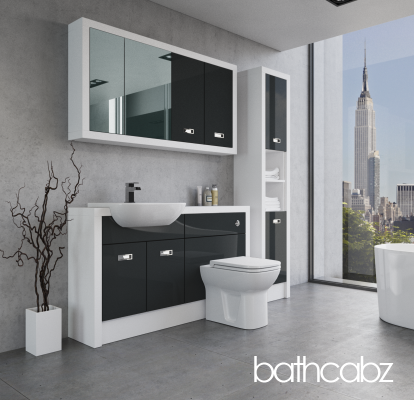 ATHENA WHITE MATT BASE, WALL & TALL UNIT BATHROOM FITTED FURNITURE