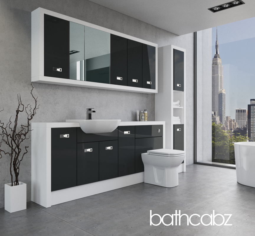 ATHENA WHITE MATT BASE, WALL & TALL UNIT BATHROOM FITTED FURNITURE