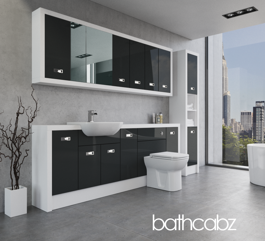 ATHENA WHITE MATT BASE, WALL & TALL UNIT BATHROOM FITTED FURNITURE