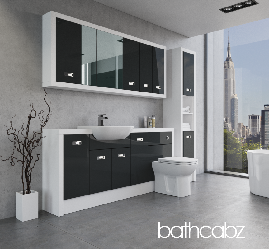 ATHENA WHITE MATT BASE, WALL & TALL UNIT BATHROOM FITTED FURNITURE