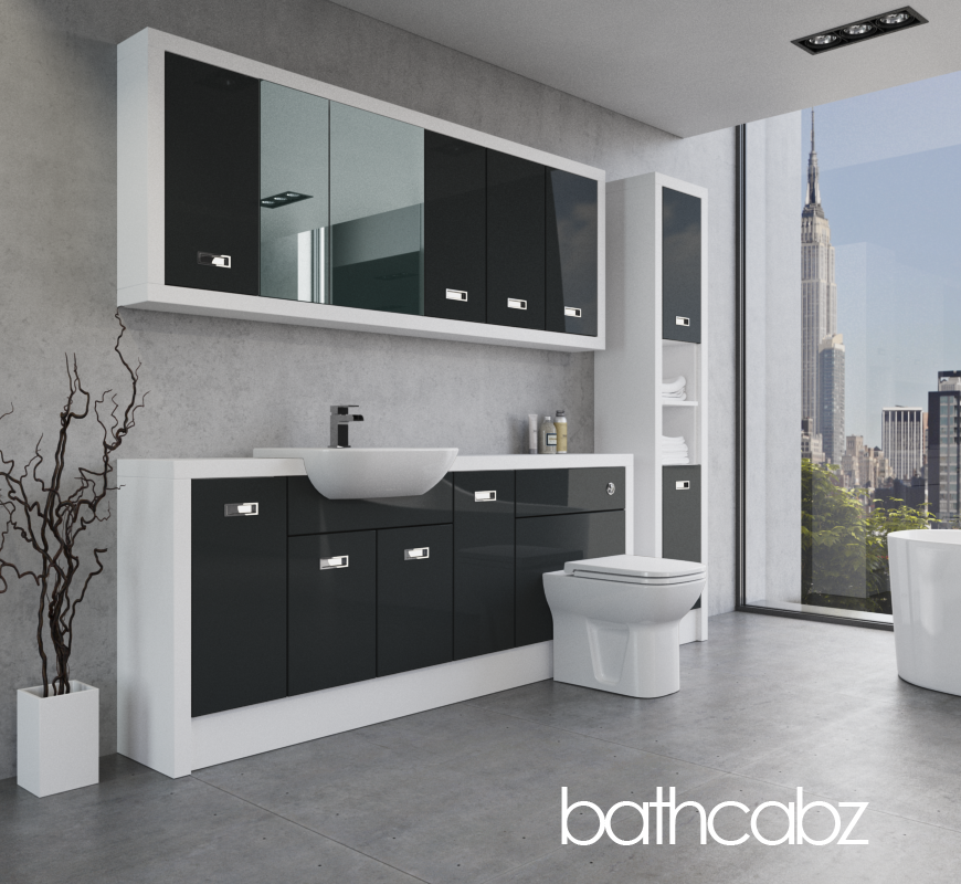 ATHENA WHITE MATT BASE, WALL & TALL UNIT BATHROOM FITTED FURNITURE