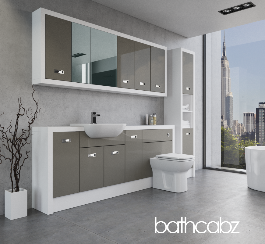 ATHENA WHITE MATT BASE, WALL & TALL UNIT BATHROOM FITTED FURNITURE