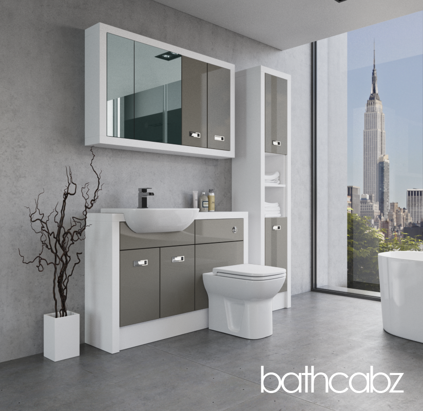 ATHENA WHITE MATT BASE, WALL & TALL UNIT BATHROOM FITTED FURNITURE