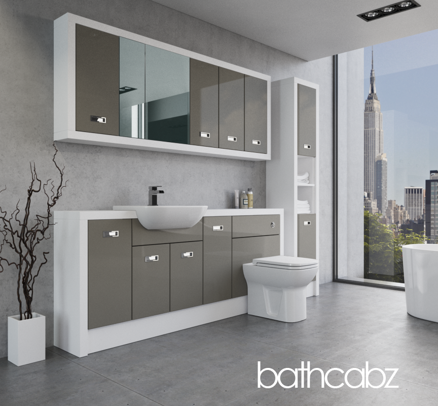 ATHENA WHITE MATT BASE, WALL & TALL UNIT BATHROOM FITTED FURNITURE