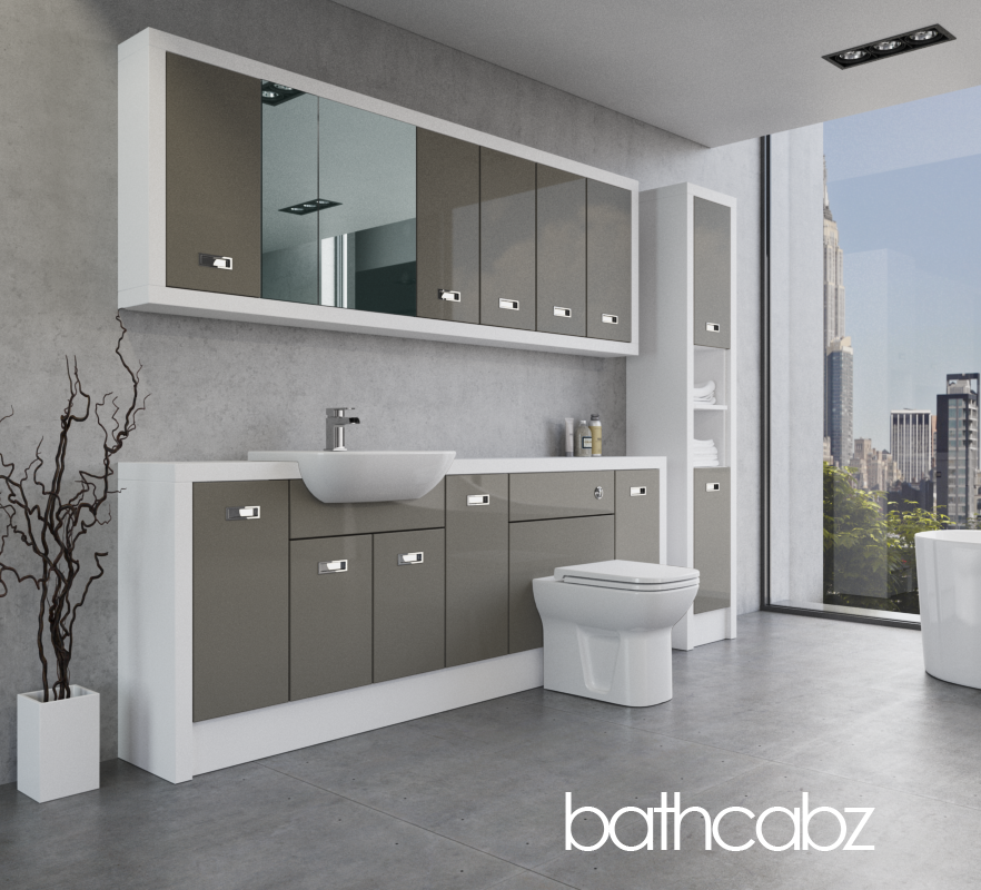 ATHENA WHITE MATT BASE, WALL & TALL UNIT BATHROOM FITTED FURNITURE