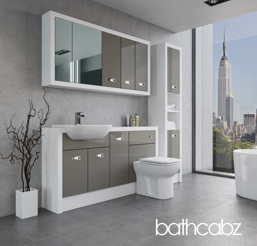 ATHENA WHITE MATT BASE, WALL & TALL UNIT BATHROOM FITTED FURNITURE