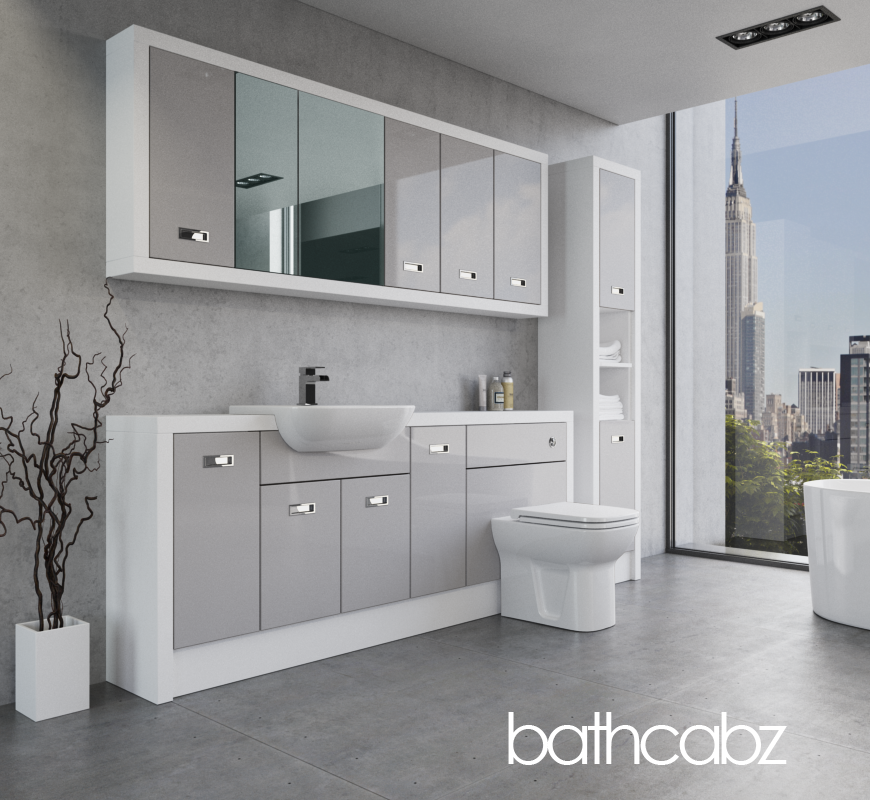 ATHENA WHITE MATT BASE, WALL & TALL UNIT BATHROOM FITTED FURNITURE