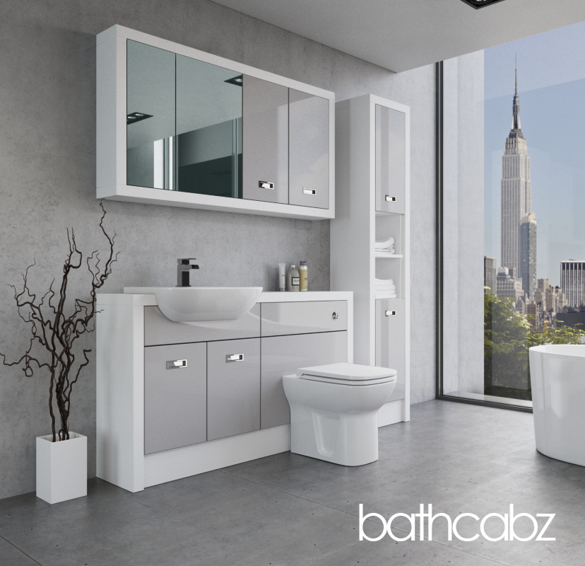 ATHENA WHITE MATT BASE, WALL & TALL UNIT BATHROOM FITTED FURNITURE