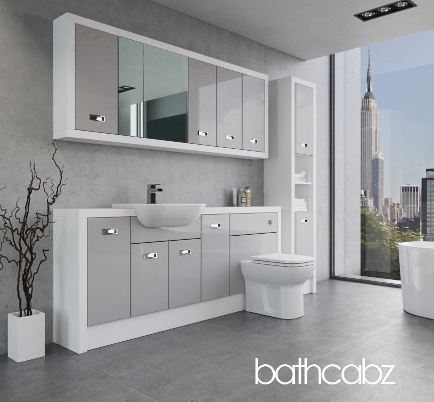ATHENA WHITE MATT BASE, WALL & TALL UNIT BATHROOM FITTED FURNITURE