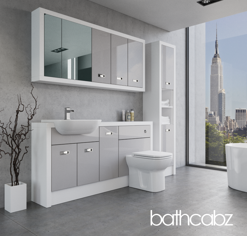 ATHENA WHITE MATT BASE, WALL & TALL UNIT BATHROOM FITTED FURNITURE