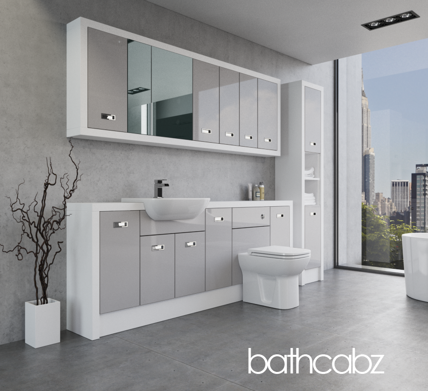 ATHENA WHITE MATT BASE, WALL & TALL UNIT BATHROOM FITTED FURNITURE